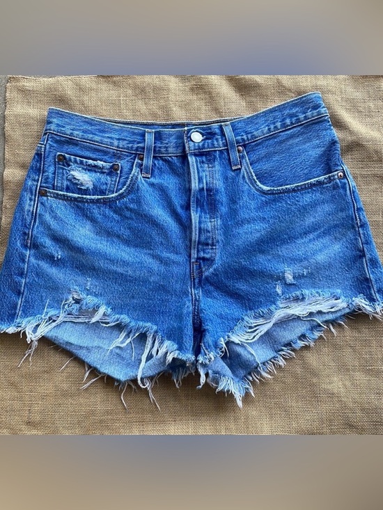 Levi's Pants - Levis Jeans Denim Button Fly Cut off Distressed Size 30 501 Shorts